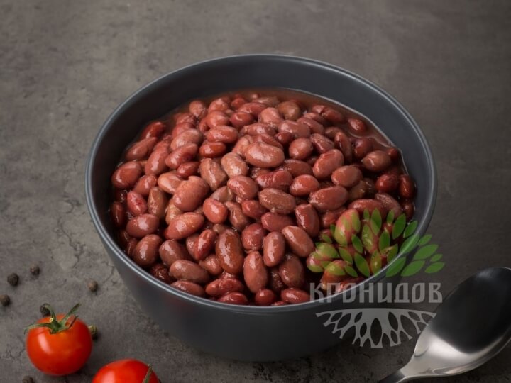 Фасоль в томатном соусе в тарелке